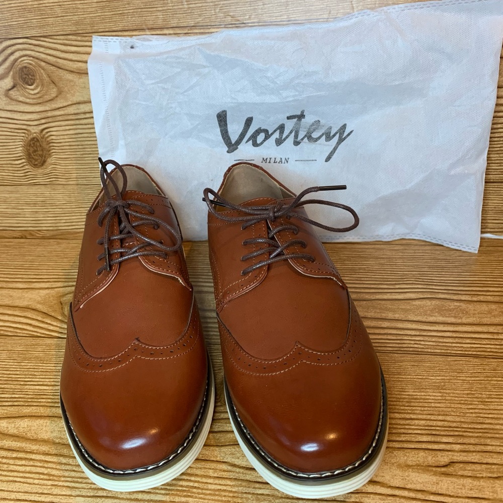 Vostey Mens Brown Wing Tips Size 10.5